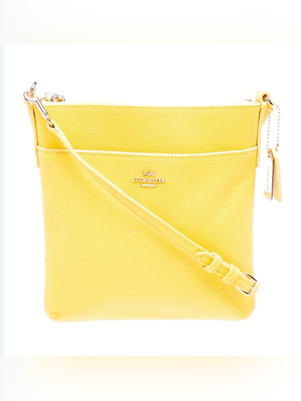Coach Yellow Pebbled Leather Crossbody with Polished Hardware